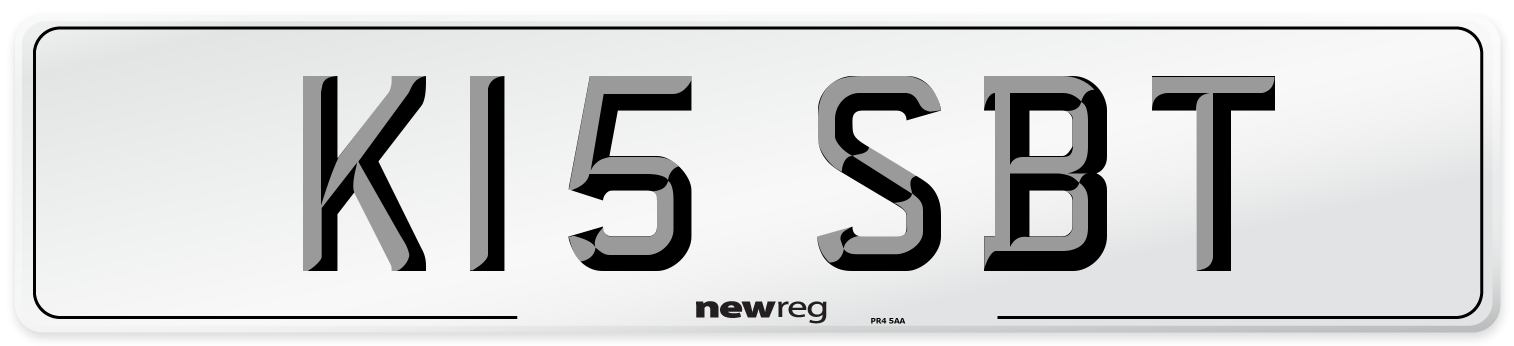 K15 SBT Number Plate from New Reg
